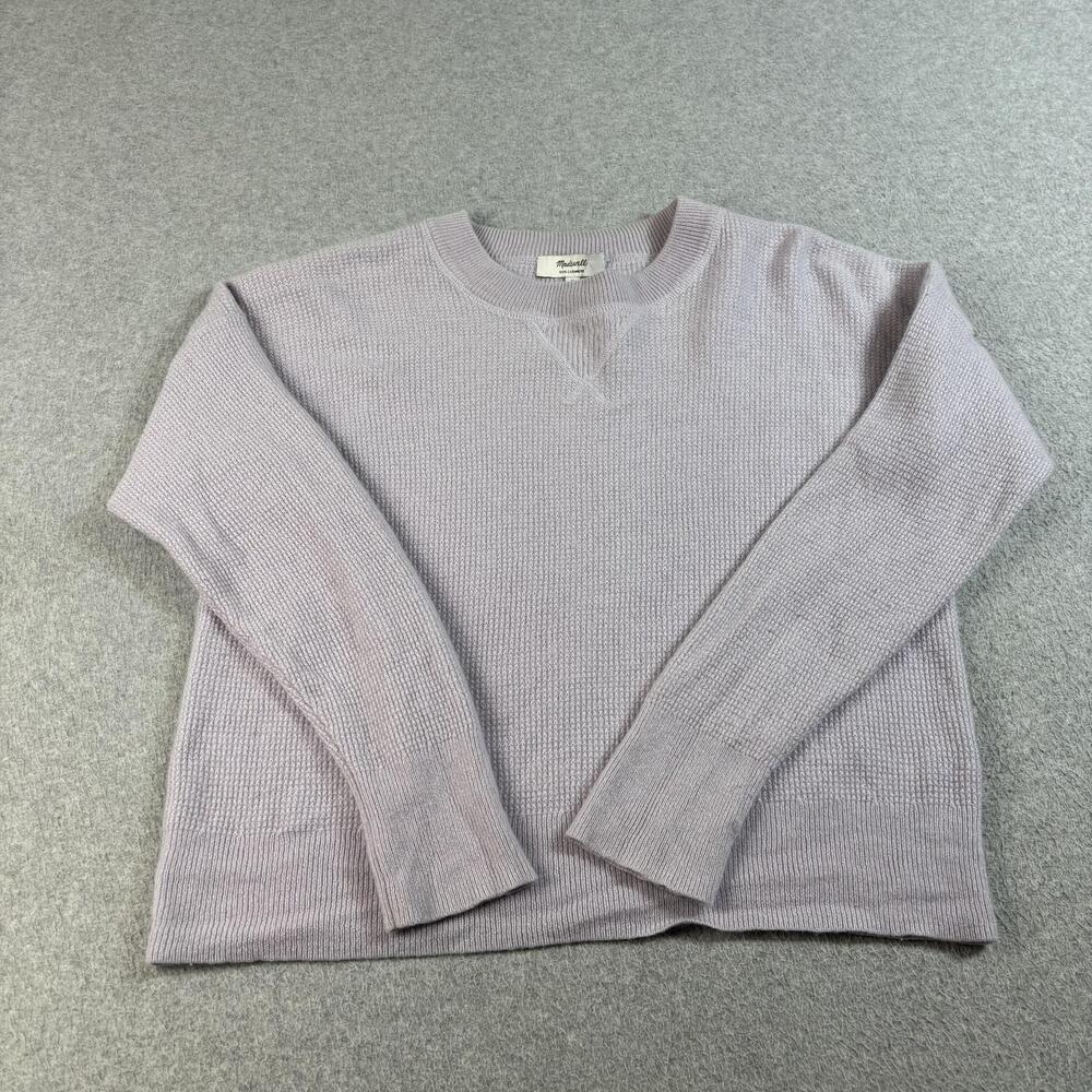 Madewell Cashmere Sweater Women Medium Purple Waffle Knit Cozy Heritage Classic